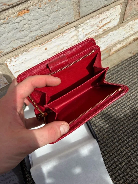 Prada Saffiano Leather Compact Wallet (snap closure zip coin compartment) - Picture 6 of 12